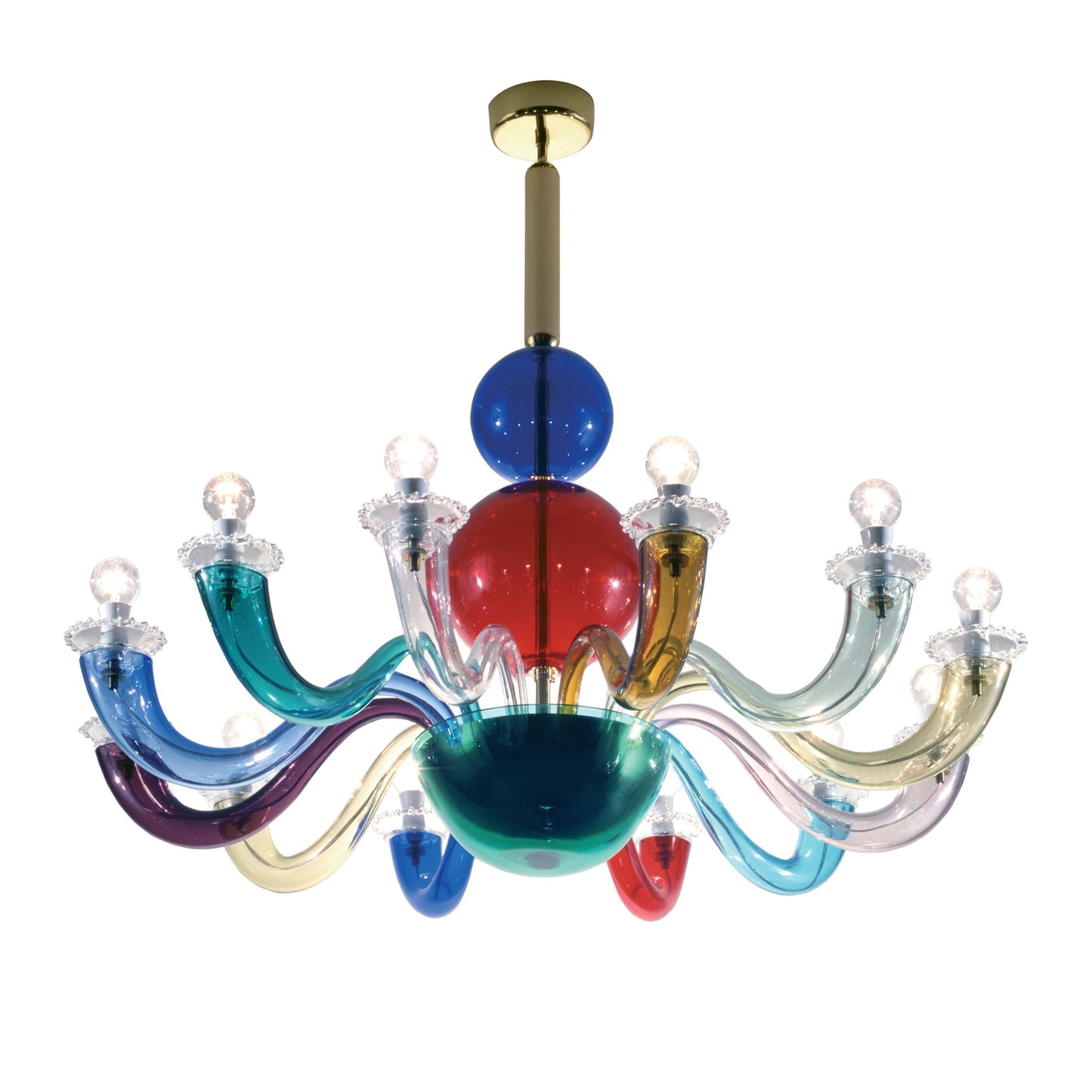 Fenomere Crystal Colorful Chandelier Murano Glass & Metal 35.4"D