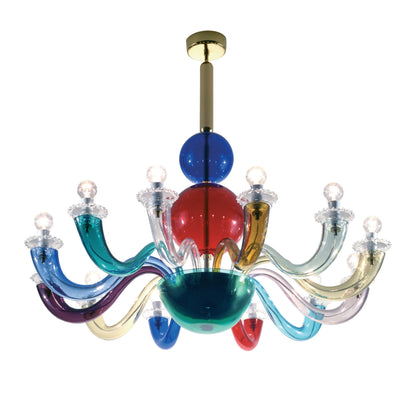 Fenomere Crystal Colorful Chandelier Murano Glass & Metal 35.4"D