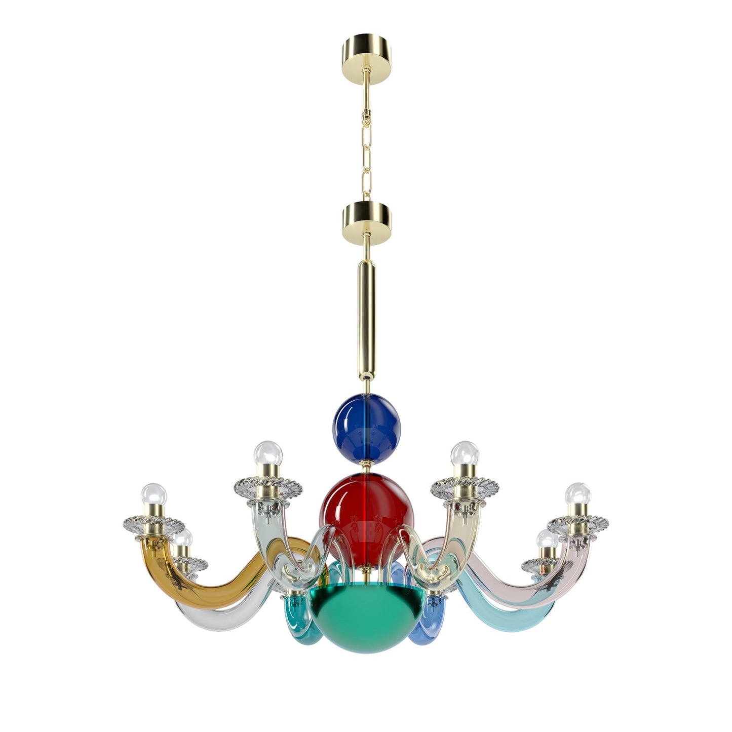 Fenomere Crystal Colorful Chandelier Murano Glass & Metal 35.4"D
