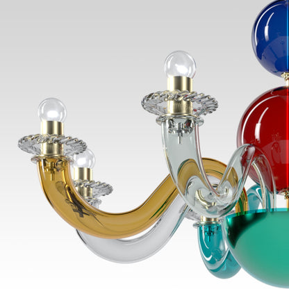 Fenomere Crystal Colorful Chandelier Murano Glass & Metal 35.4"D