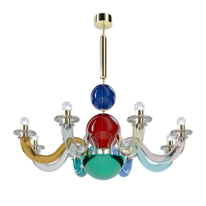 Fenomere Crystal Colorful Chandelier Murano Glass & Metal 35.4"D