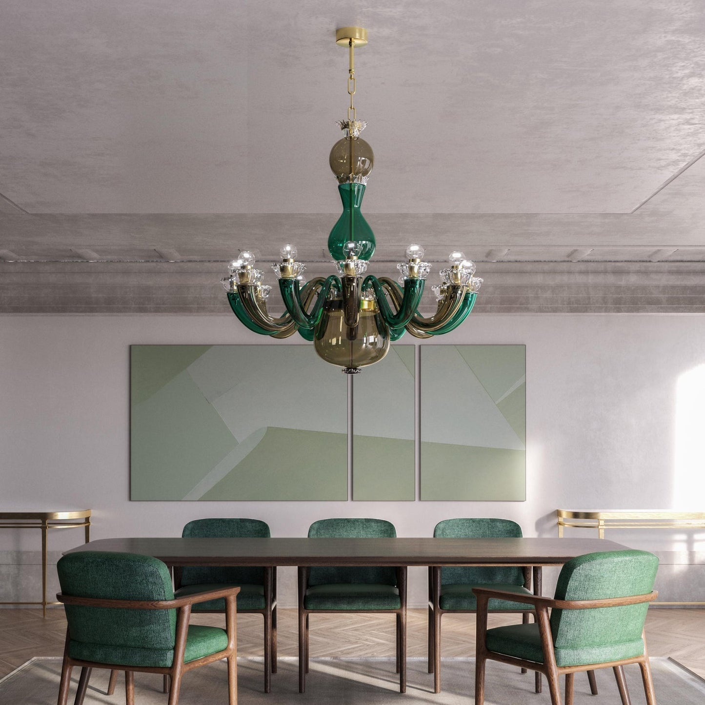 Fenomere Crystal Chandelier Murano Glass & Metal 30.3"D
