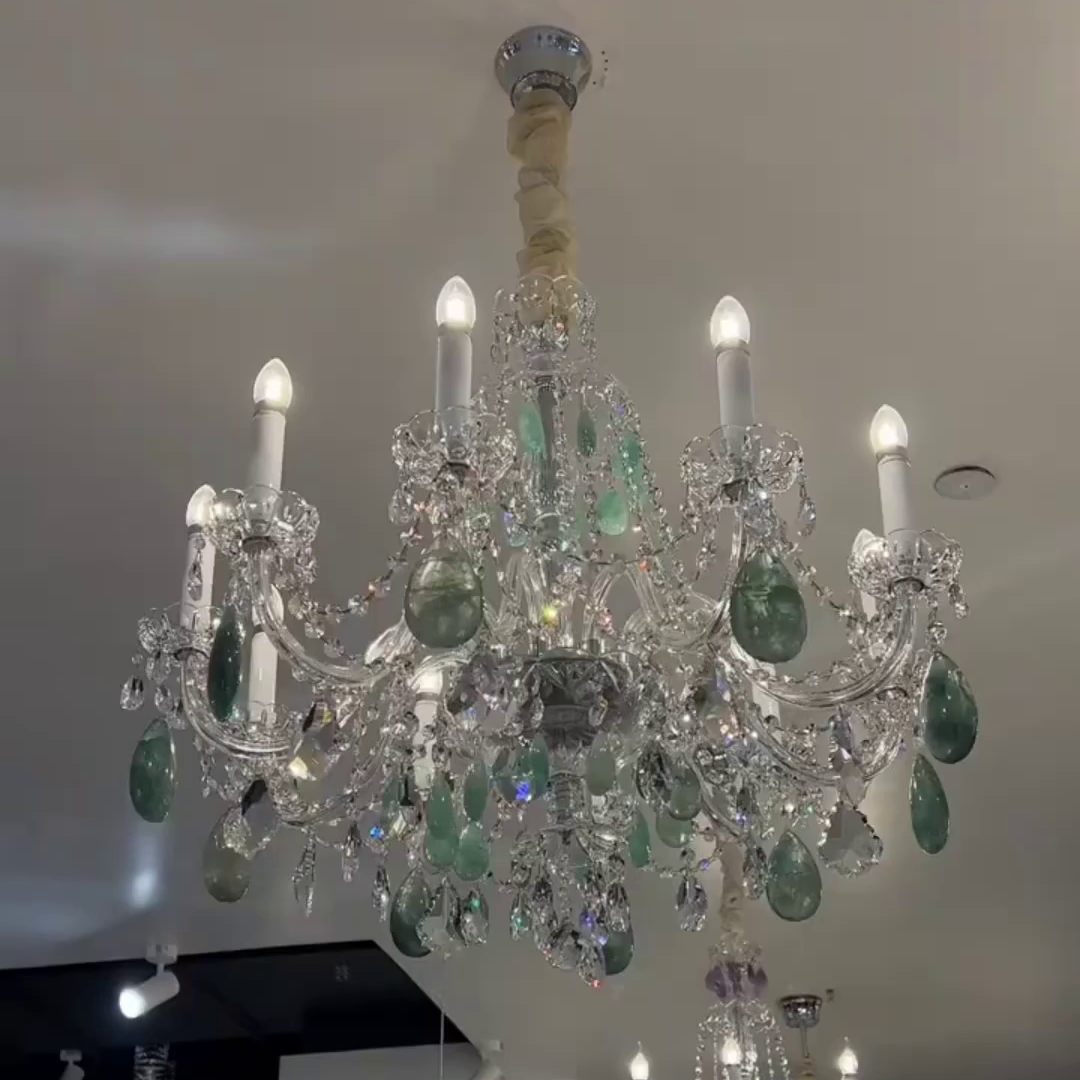 Maria Classic Green Purple Luxury Rock Crystal Chandelier - Richardrider
