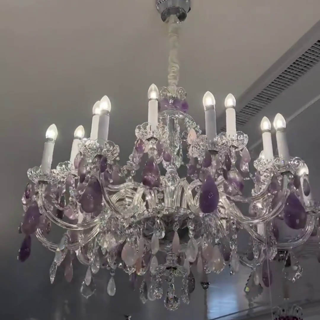 Maria Classic Green Purple Luxury Rock Crystal Chandelier - Richardrider