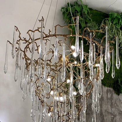 Chic Modern French Branch Copper Crystal Chandelier for Living Room Foyer and Dining Room Lighting - Richardrider