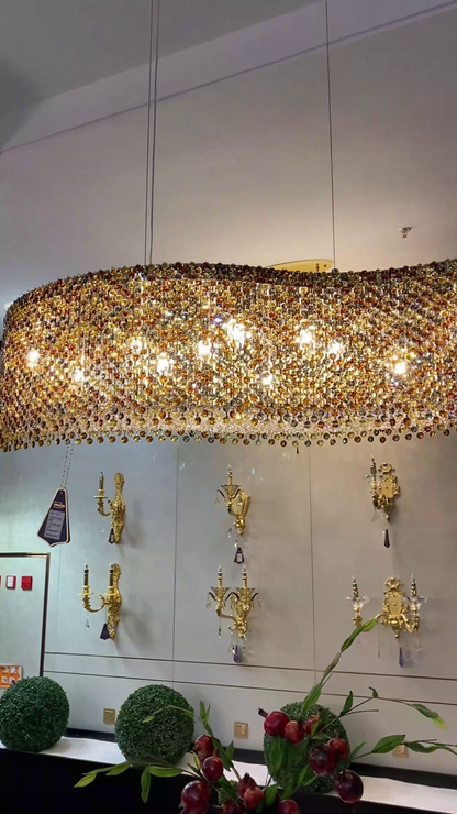 Italian Modern Light Luxury Round/Wavy Crystal Chandelier Decorative Light Fixture for Living Room/Dining Room