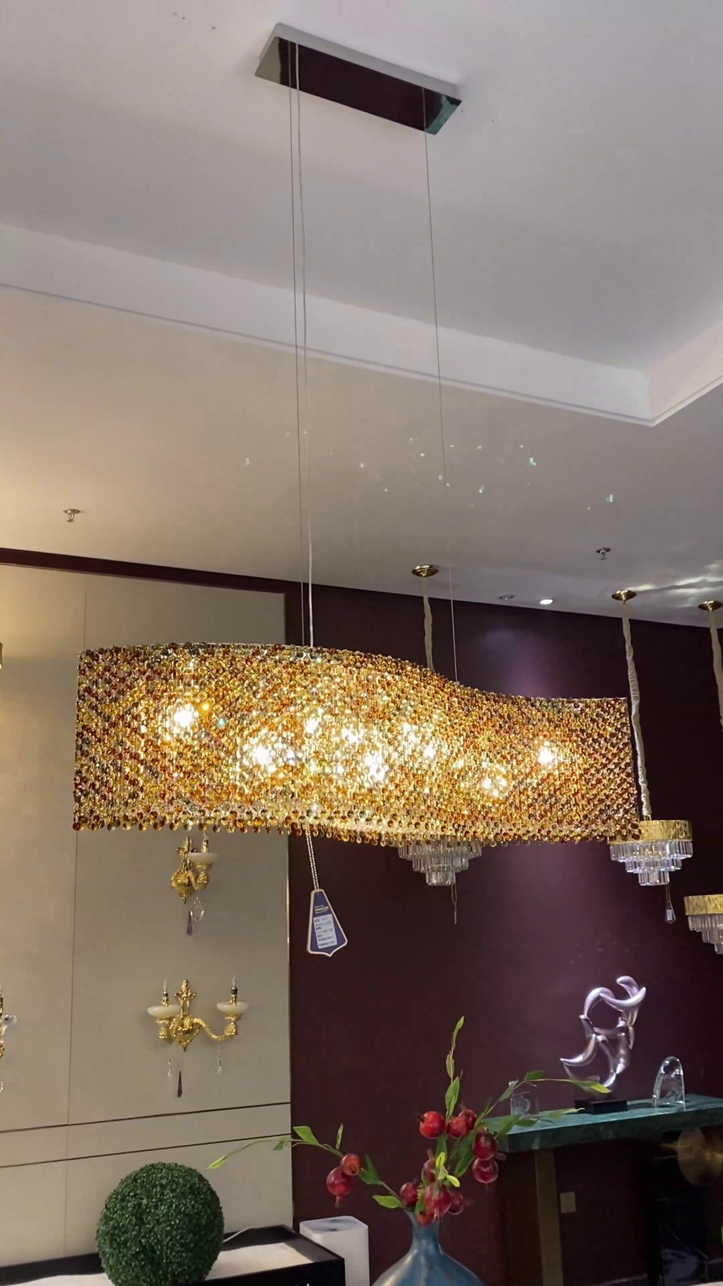 Italian Modern Light Luxury Round/Wavy Crystal Chandelier Decorative Light Fixture for Living Room/Dining Room