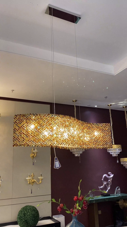 Italian Modern Light Luxury Round/Wavy Crystal Chandelier Decorative Light Fixture for Living Room/Dining Room