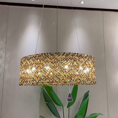Italian Modern Light Luxury Round/Wavy Crystal Chandelier Decorative Light Fixture for Living Room/Dining Room