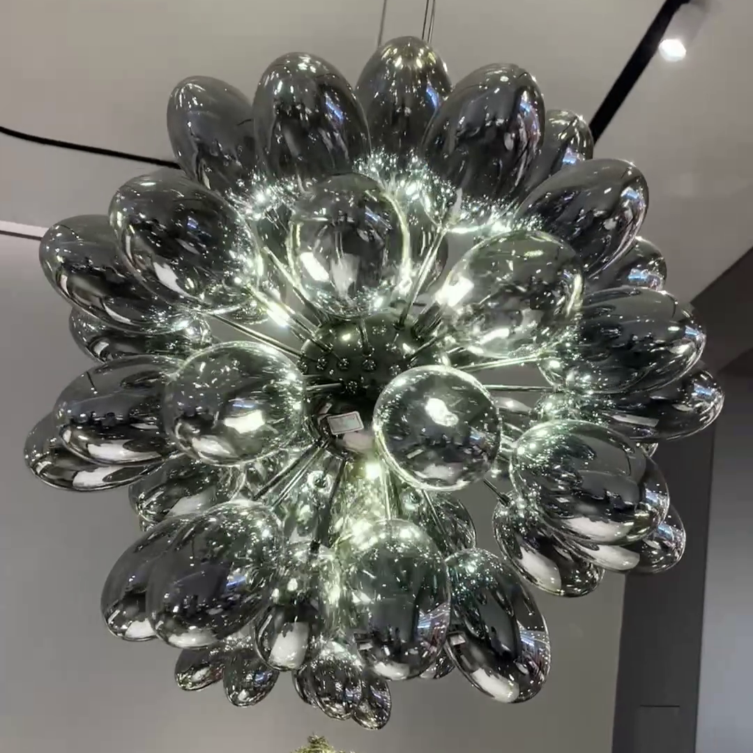 Creative Black Grape Glass Chandelier for Bar/Dining/Living Room/Kitchen Island