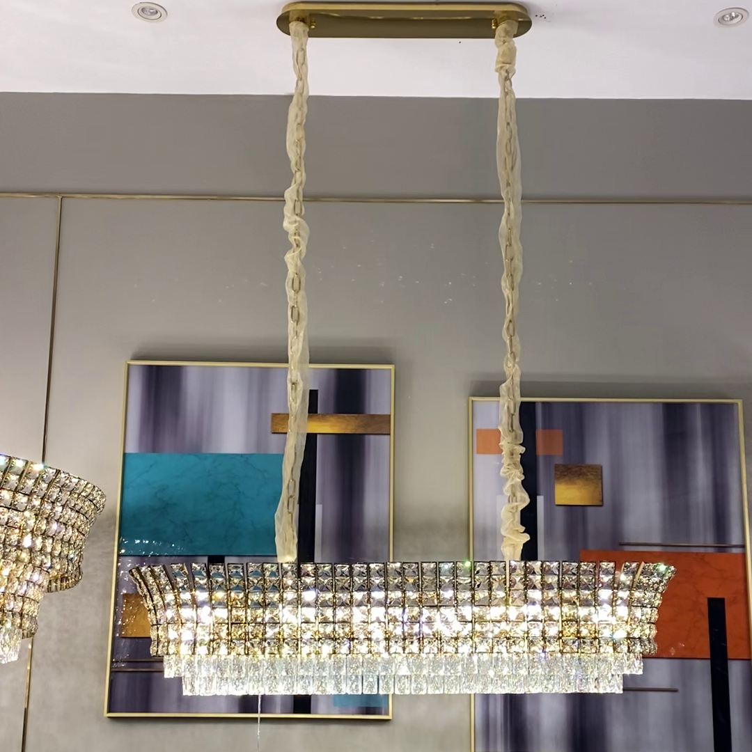 New Luxury Creative Multi-tiered Crystal Chandelier in Champagne Gold Finish for Living/Dining Room/Staircase/Foyer