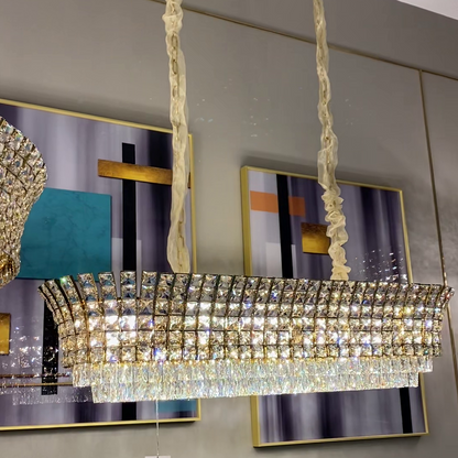New Luxury Creative Multi-tiered Crystal Chandelier in Champagne Gold Finish for Living/Dining Room/Staircase/Foyer