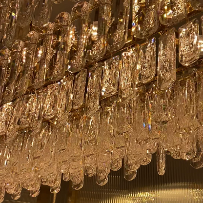 Light Luxury Round/Rectangular Clear Crystal Chandelier in Champagne Gold/Chrome Finish for Living/Dining Room/Bedroom