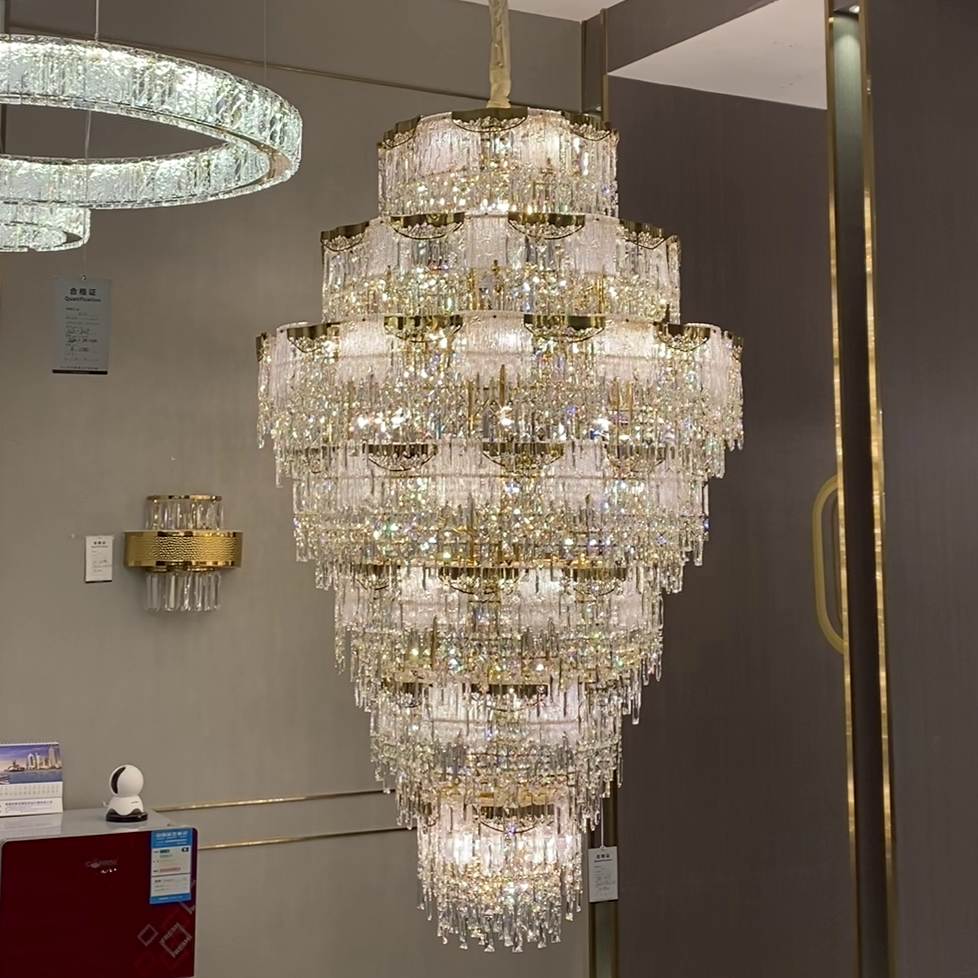 Luxury Extra Large Multi-tier Meilting Ice Crystal Chandelier for Staircase/Foyer/Entryway/Hotel - Richardrider