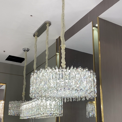Modern Luxury Round/Rectangle Ice Crystal Chandelier in Chrome Finish for Living/Dining Room/Bedroom