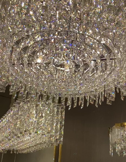Modern Luxury Round/Rectangle Ice Crystal Chandelier in Chrome Finish for Living/Dining Room/Bedroom