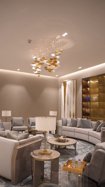 Light Luxury Colorful Glass Floating Chandelier for Living Room