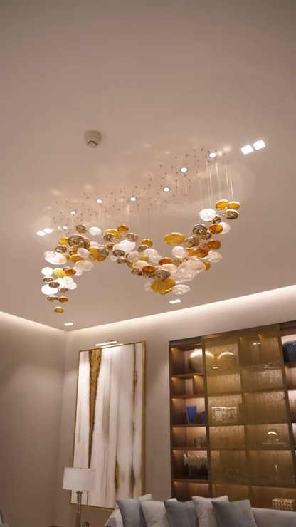 Light Luxury Colorful Glass Floating Chandelier for Living Room