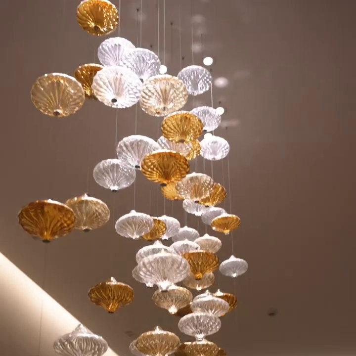 Custom Creative Art Design Lanterns Glass Floating Chandelier for Staircase/Foyer/Villa/Living room