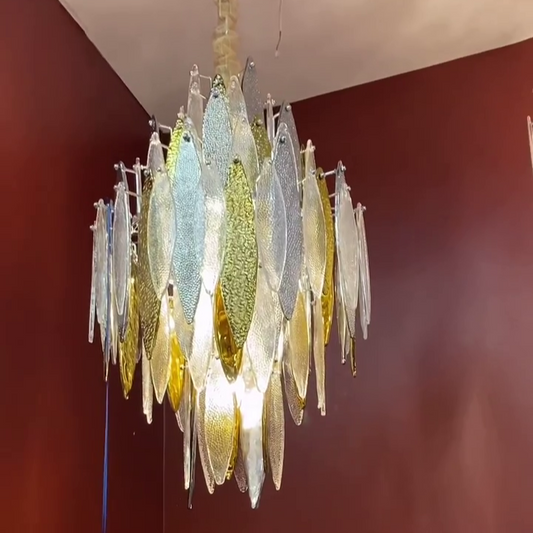 Modern Tiered Glass Maple Leaf Branch Chandelier for Living Room Dining Room and Bedroom - Richardrider