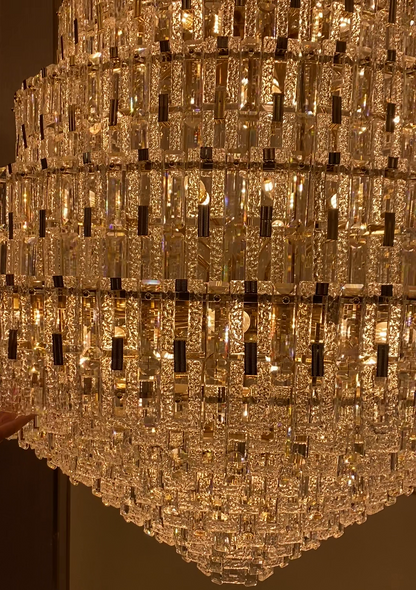 Oversized Multi-layers Honeycomb Luxury Crystal Chandelier in Gold Finish for Big Hallway/Foyer/Entryway