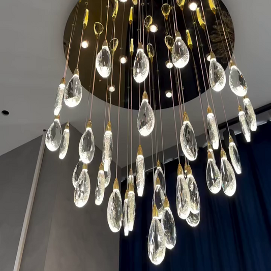 Modern Floating Crystal Chandelier for High-ceiling