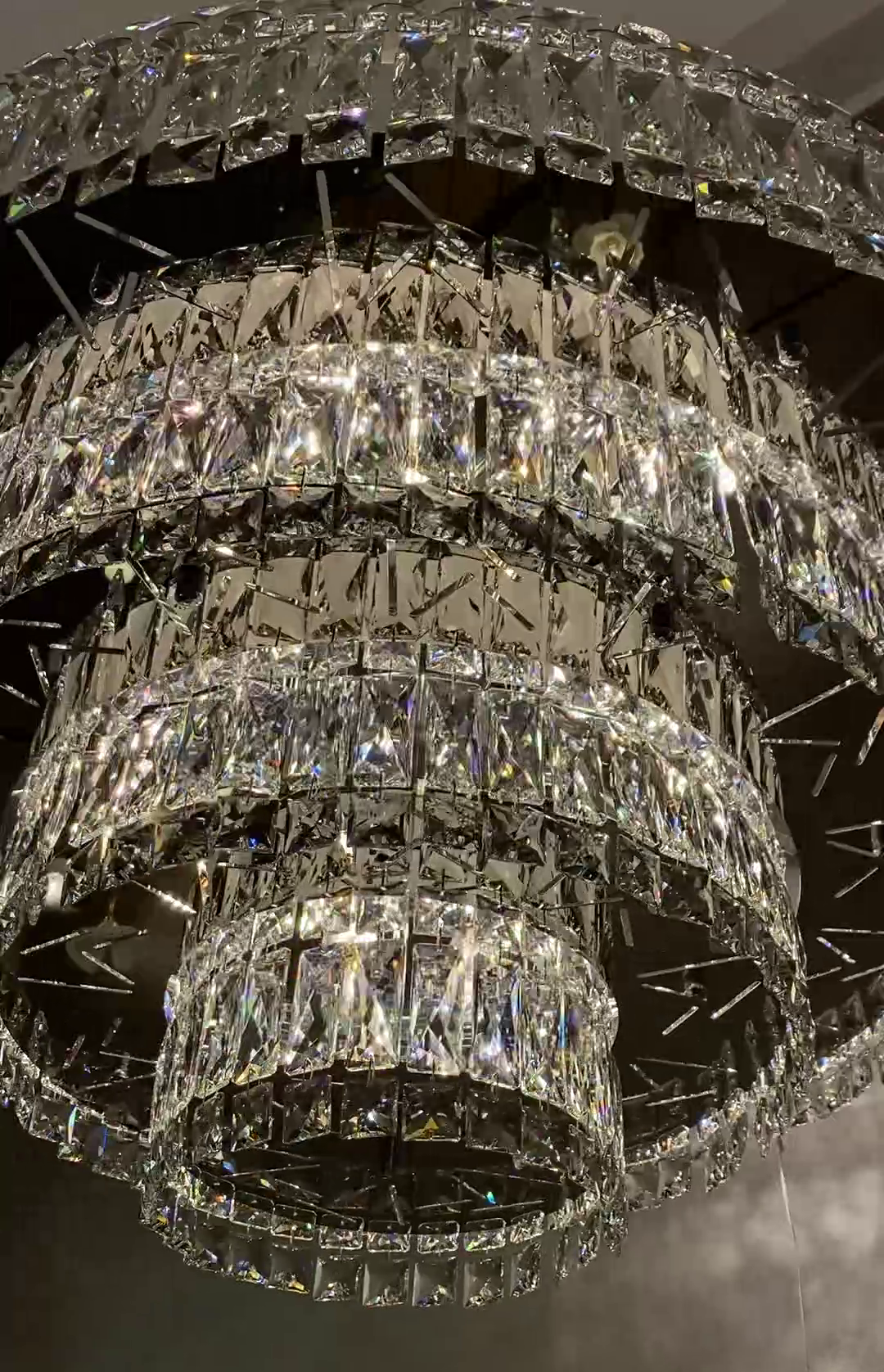 Delicate Light Luxury Multi-layers Silver Round Crystal Chandelier For Living/Dining Room/Bedroom/Cloakroom