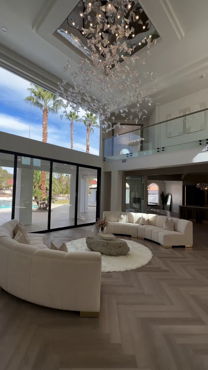 Modern Floating Maple Glass Chandelier with Square Canopy for High-ceiling