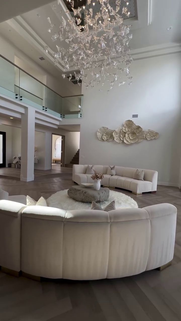 Modern Floating Maple Glass Chandelier with Square Canopy for High-ceiling