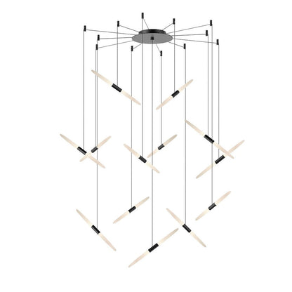 Modern Floating Acrylic Stick Chandelier for High-ceiling