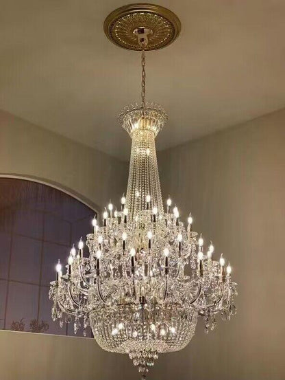 Extra Large European-style Multi-layers Candle Luxury Crystal Chandelier Gold Art Foyer/Staircase Decorative Light Fixture - Richardrider