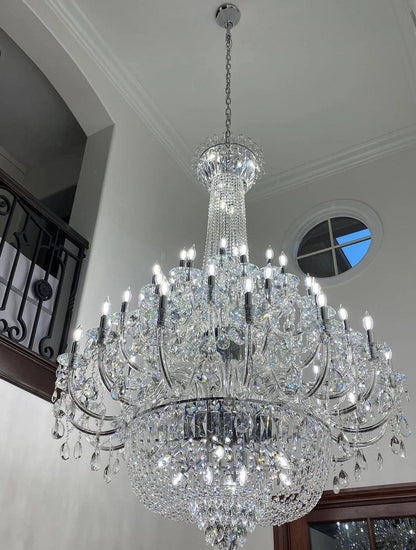 Extra Large European-style Multi-layers Candle Luxury Crystal Chandelier Gold Art Foyer/Staircase Decorative Light Fixture - Richardrider