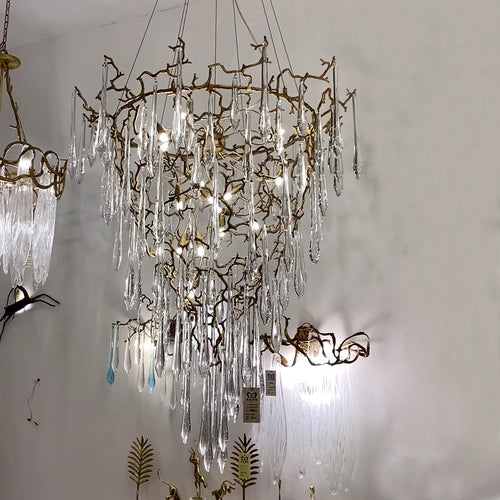 Chic Modern French Branch Copper Crystal Chandelier for Living Room Foyer and Dining Room Lighting - Richardrider