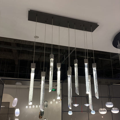 Modern Ash Black Round/Rectangle Crystal Sticks Chandelier for Dining Room/Living Room/Staircase