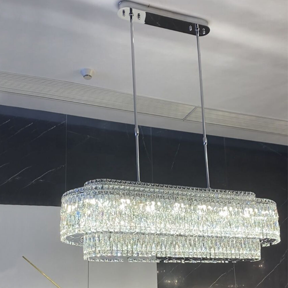 Stunning Modern Rectangle Ceiling Light Crystal Chandelier for Dining Table/Coffee Table/Living Room/Bedroom