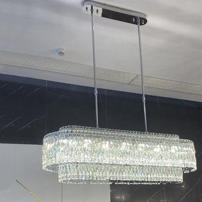 Stunning Modern Rectangle Ceiling Light Crystal Chandelier for Dining Table/Coffee Table/Living Room/Bedroom