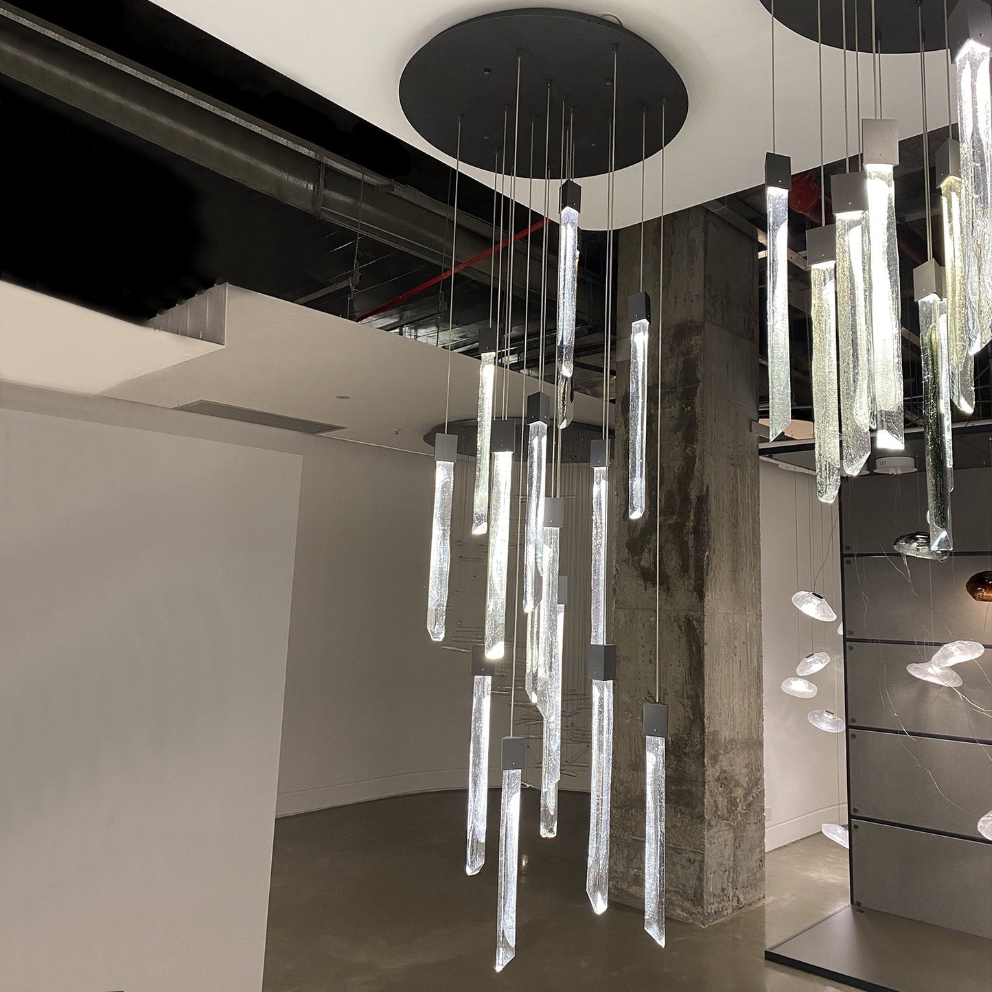 Modern Ash Black Round/Rectangle Crystal Sticks Chandelier for Dining Room/Living Room/Staircase
